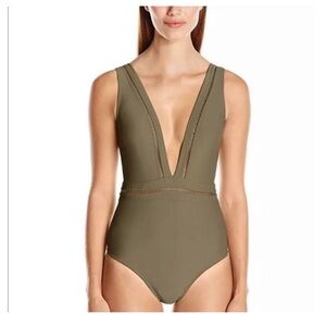 Ted Baker London Olive Low Cut One Piece Swimsuit 8 NWT